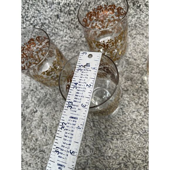 Cups Clear with Gold Swirl Flair Water Glasses Stemware Set of 4 Elegant Kitchen - Picture 7 of 10